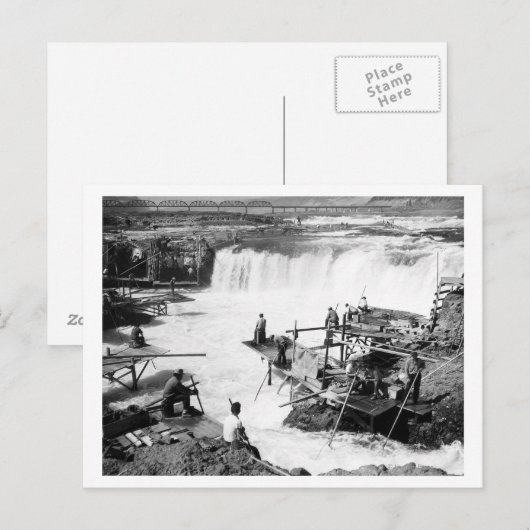 Mannen die vissen op Celilo-Herfsten Foto Briefkaart (Voorkant / Achterkant)