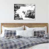 Mannen die vissen op Celilo-Herfsten Foto Canvas Afdruk (Insitu (Slaapkamer))