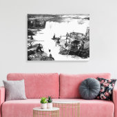 Mannen die vissen op Celilo-Herfsten Foto Canvas Afdruk (Insitu (Woonkamer))