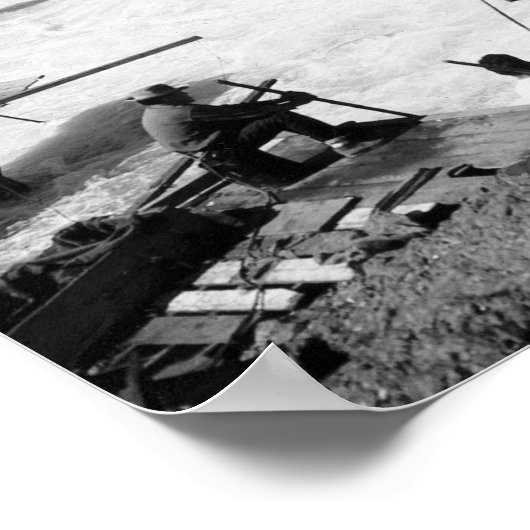 Mannen die vissen op Celilo-Herfsten Foto Poster (Hoek)