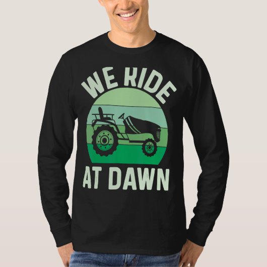Mannen die we in de Dawn Lawnmower Lawn mowing Pap T-shirt (Voorkant)