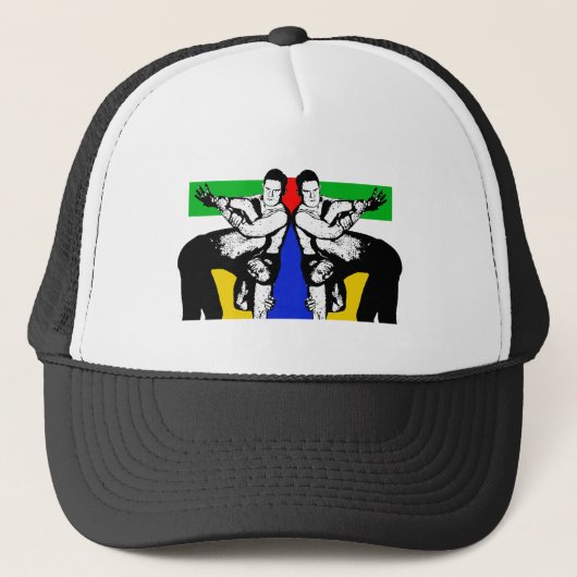 Mannen die worstelen trucker pet (Voorkant)