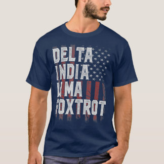 Mannen DILF Delta India Lima Foxtrot US Flag Dad H T-shirt