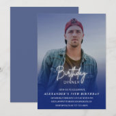 Mannen Diner Foto Navy blauw 34e verjaardag Kaart (Voorkant / Achterkant)