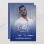 Mannen Diner Foto Navy blauw 52e verjaardag Kaart (Voorkant / Achterkant)