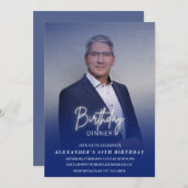 Mannen Diner Foto Navy blauw 64e verjaardag Kaart (Voorkant / Achterkant)