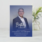 Mannen Diner Foto Navy blauw 79ste verjaardag Kaart (Staand voorkant)