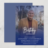 Mannen Diner Foto Navy blauw 82e verjaardag Kaart (Voorkant / Achterkant)