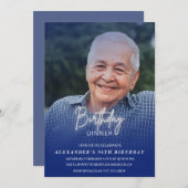 Mannen Diner Foto Navy blauw 96e verjaardag Kaart (Voorkant / Achterkant)