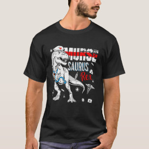 Mannen dinosaurus rex scrub verpleegkundige leven t-shirt