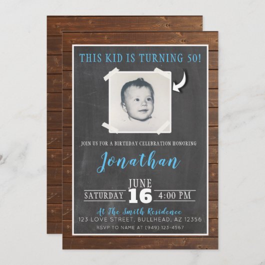 Mannen Dit Kind wordt Volwassen Foto uitgenodigd Kaart (Voorkant / Achterkant)