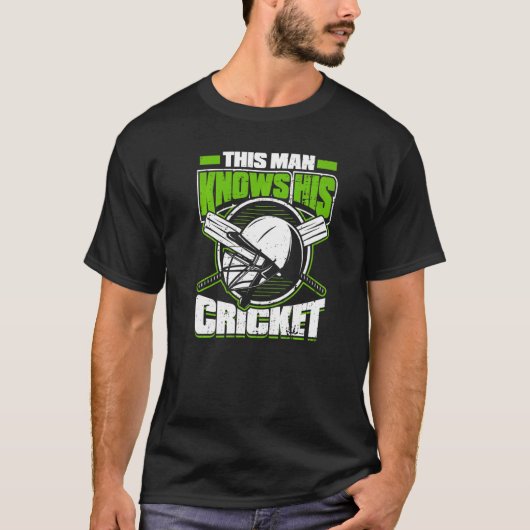 Mannen Dit Man kent zijn cricket Player Batsman Bo T-shirt (Voorkant)