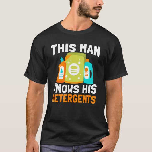Mannen dit Man kent zijn detergenten school gewoon T-shirt (Voorkant)