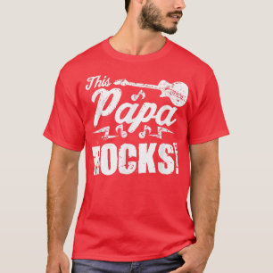 Mannen Dit Papa Rocks T Guitar Rock n Roll Funny T-shirt