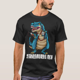 Mannen dokter Saurus Rex T-Rex dinosaurus arts MD T-shirt