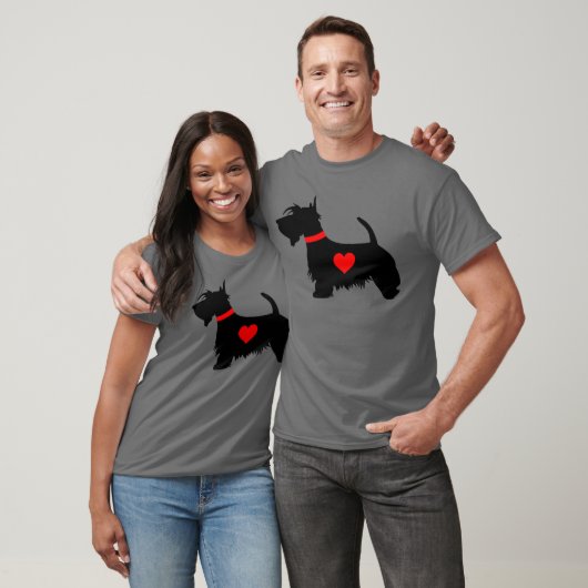 Mannen donker T-shirt met Scottie dog (Unisex)