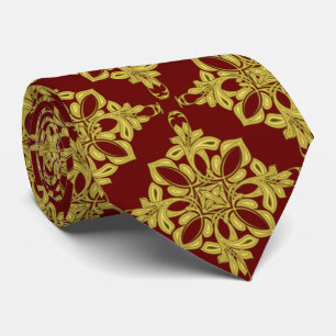 Mannen Donkerrood en Faux Gold Pattern Stropdas