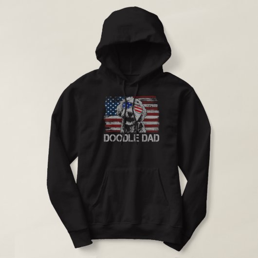 Mannen doodle Dad Goldendole Dog Amerikaanse vlag  Hoodie (Design voorkant)