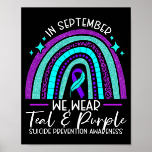 Mannen dragen teal paarse zelfmoordpreventie bewus poster