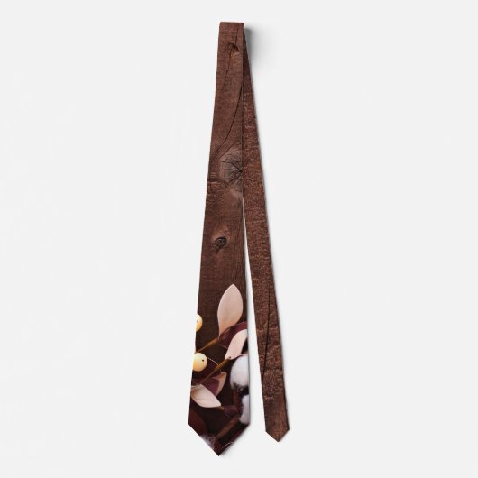 Mannen Dress Stropdas Cotton Branch on Donkere Hou (Voorkant)