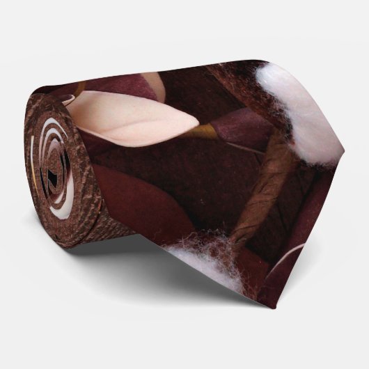 Mannen Dress Stropdas Cotton Branch on Donkere Hou (Opgerold)