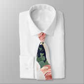 Mannen dress Stropdas Geometric Garden Roos Navy B (Gebonden)