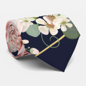 Mannen dress Stropdas Geometric Garden Roos Navy B (Opgerold)