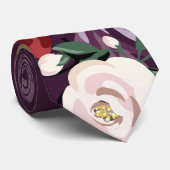 Mannen Dress Stropdas Plum Paarse Rozen Gold Geome (Opgerold)