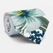 Mannen dress Stropdas Tropische ventilator op blau (Opgerold)