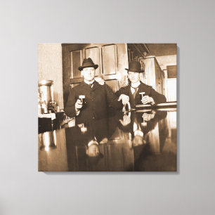 Mannen Drink Beer Foto Saloon Bar 1890 Canvas Afdruk