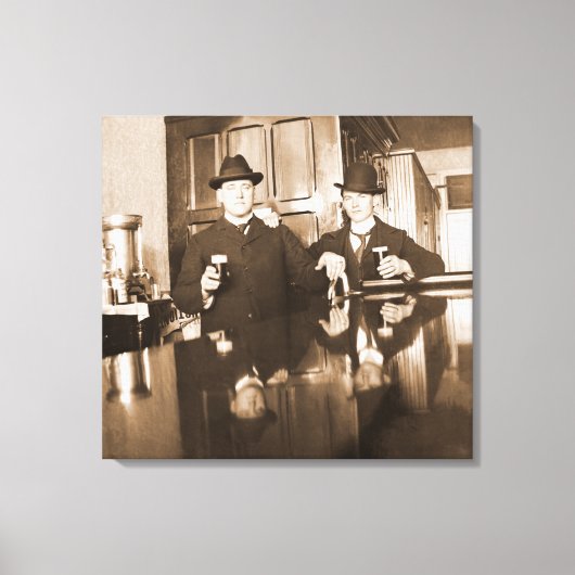  Mannen Drink Beer Foto Saloon Bar 1890 Canvas Afdruk (Voorkant)