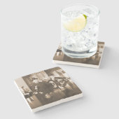  Mannen Drink Beer Foto Saloon Bar 1890 Stenen Onderzetter (Zijkant)