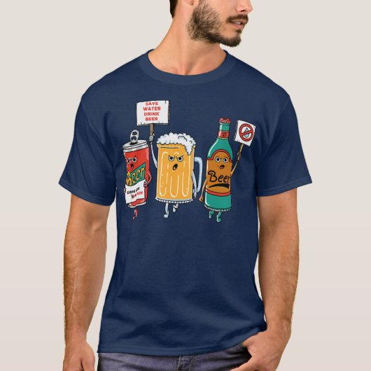 Mannen Drink Beer Funny T-shirt (Voorkant)