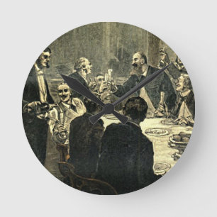 Mannen Drink de Club-Vintage Illustratie Ronde Klok