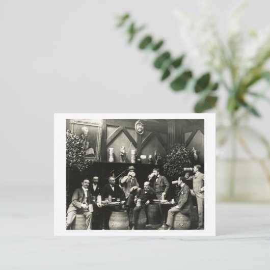 Mannen Drink de Tavern-Vintage Briefkaart (Staand voorkant)