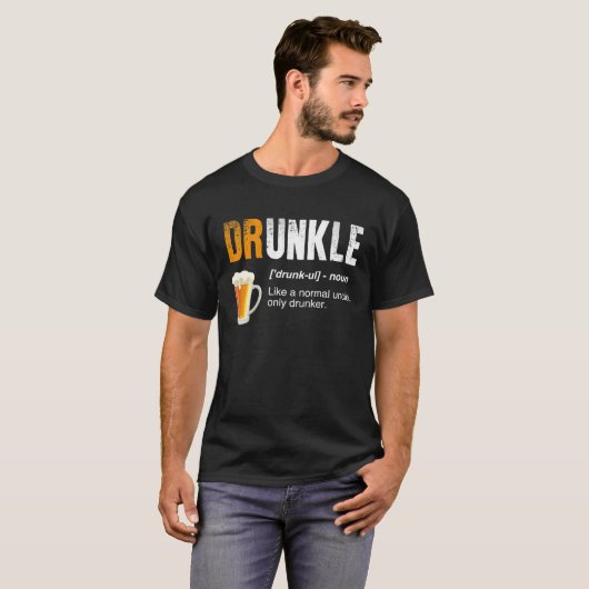 Mannen dronkaard als een normale oomdronkaard t-shirt (Voorkant volledig)