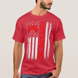 Mannen drukke Amerikaanse vlag Vlag Video Game Vad T-shirt