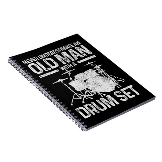 Mannen drummer-cadeaus onderschat nooit een oud Ma Notitieboek (Rechterzijde)