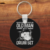 Mannen drummer-cadeaus onderschat nooit een oud Ma Sleutelhanger (Voorkant)