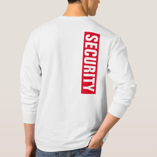 Mannen dubbelzijdige witte lange mouw beveiliging t-shirt (Achterkant)