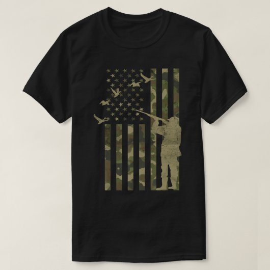 Mannen Duck Hunter American Flag Camo Duck Hunting T-shirt (Design voorkant)