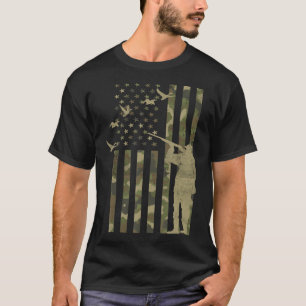 Mannen Duck Hunter American Flag Camo Duck Hunting T-shirt