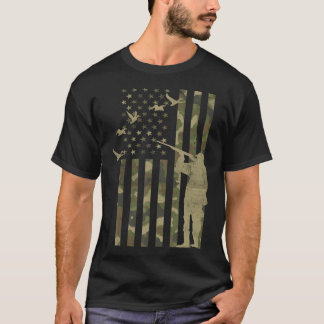 Mannen Duck Hunter American Flag Camo Duck Hunting T-shirt