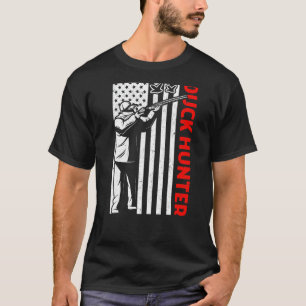 Mannen duck Hunting American USA Flag Patriotic Hu T-shirt