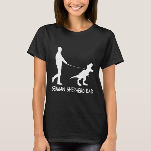 Mannen Duitse herder vader dinosaurus GSD eigenare T-shirt (Voorkant)