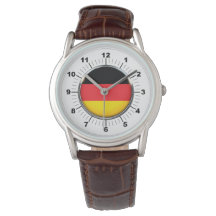 Mannen Duitse vlag Classic bruin lederen horloge