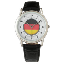 Mannen Duitse vlag Kroon Zwart lederen bandhorloge