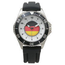 Mannen Duitse vlag Kroon Zwart Rubber Riemhorloge