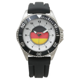 Mannen Duitse vlag Kroon Zwart Rubber Riemhorloge Horloge