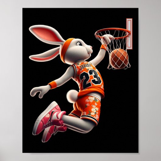 Mannen Dunk Easter Bunny Bysketll Boys Kinder Poster (Voorkant)